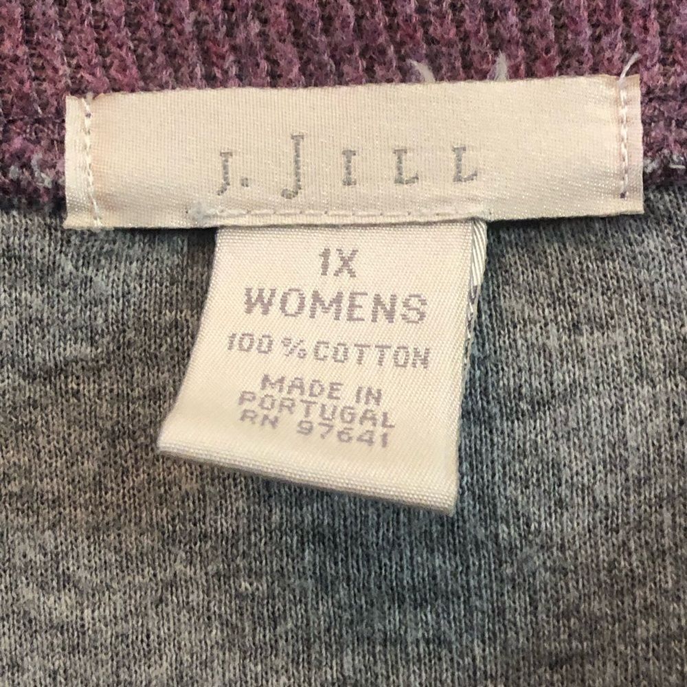 J Jill 100% Cotton Long Sleeve Vneck Purple Pullover Top Lined Size 1X Classic - Picture 3 of 4
